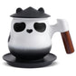 ZENS Tea Cup with Infuser and Lid for Loose Leaf Tea Steeper 11 oz Cute Panda Tea Mug with Strainer and Coaster for Tea Steeper Wood Handle Ceramic Tea Cup for Daughter Collectors Mug Gifts